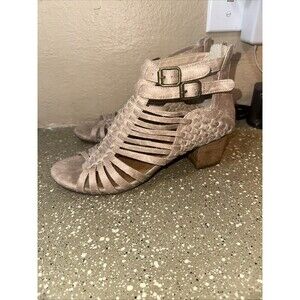 Not Rated Tan Gladiator Peep Toe‎ Heeled Sandals Women’s 7.5 Boho Chic